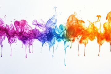 Colorful ink swirls create vibrant abstract pattern, isolated design on white background
