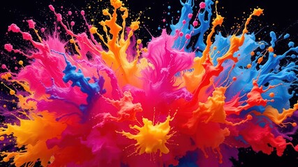 Dynamic ink splash background resembling a vibrant explosion of colors, contemporary, splatter, vibrant