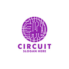 Circle Circuit logo design vector. Digital circuit futuristic logo design vector template