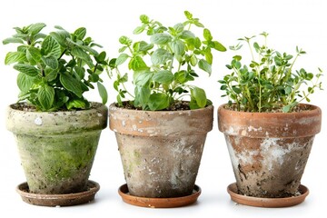 Fototapeta premium Fresh herbs growing in small pots