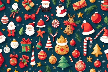 set of christmas elements, christmas