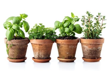 Fototapeta premium Fresh herbs growing in small pots