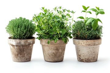 Fototapeta premium Fresh herbs growing in small pots