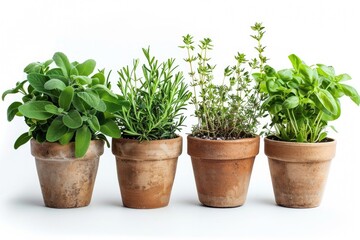 Fototapeta premium Fresh herbs growing in small pots