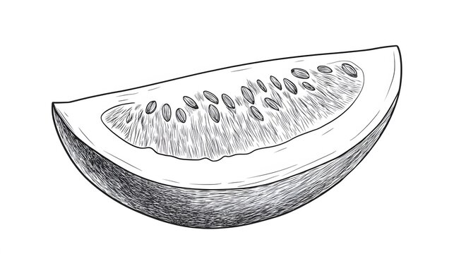 recommend clip art: Cute line drawing of a watermelon slice with seeds