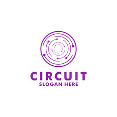 Circle Circuit logo vector icon. Digital circuit futuristic logo design vector template