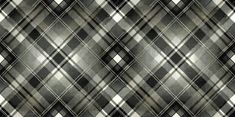 Stylish black and white plaid pattern featuring intricate geometric designs.
