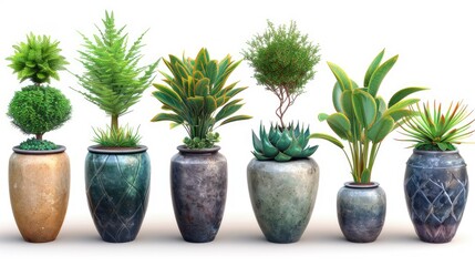 retro vintage vase and plants pots