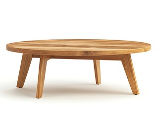 Fototapeta premium oval coffee table with wooden legs isolated on white background