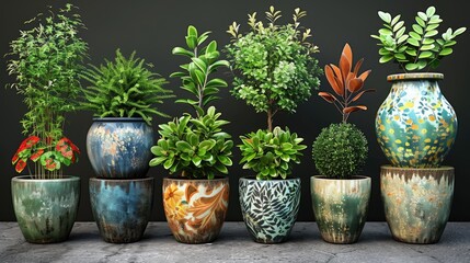 Fototapeta premium retro vintage vase and plants pots