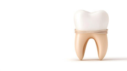 tooth wrapped with dental floss symbolizes oral hygiene and care
