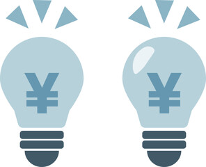 電気代の値上げ・値下げに関する電球イラスト　
