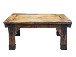 vintage wooden coffee table isolated on white background