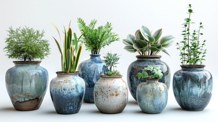retro vintage vase and plants pots