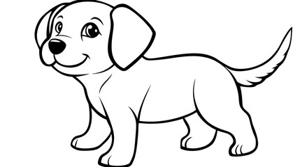 Cute line drawing of a puppy with floppy ears