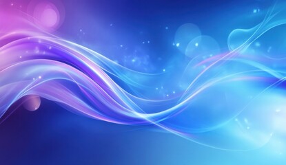 Abstract blue and purple glowing wave background.