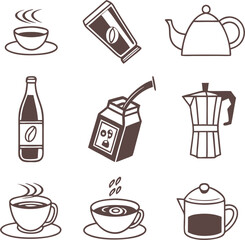 drink line icon set vector art illustration