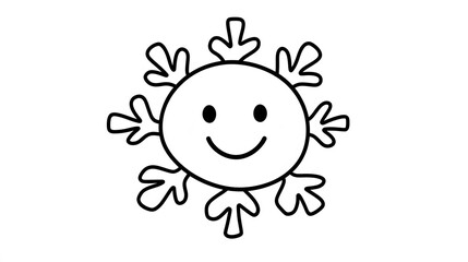 Obraz premium Cute line drawing of a smiling snowflake