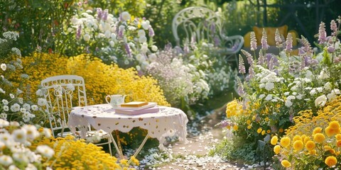 Obraz premium spring and summer yellow and lavender garden