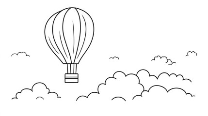 Obraz premium Cute line drawing of a balloon flying in the sky