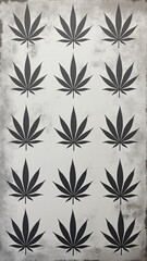 Minimalistic marijuana pattern in charcoal gray on textured concrete. Industrial and modern with subtle shadows and a sleek urban vibe