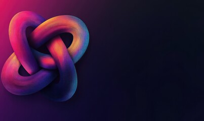 Obraz premium Abstract colorful interwoven knot design on dark background.