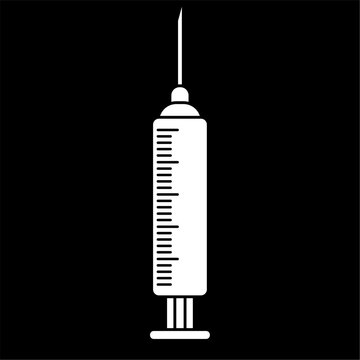 recommend clip art: Medical syringe icon, vaccine vector illustration, clip art syringe, syringe clipart, white on black background