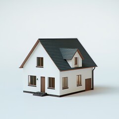 3D Model of a Modern House. Concept of Real Estate, Home Ownership, and Architecture.