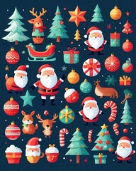 set of christmas elements