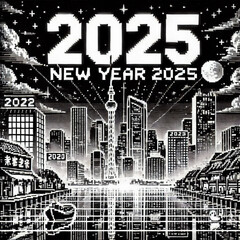Naklejka premium New Year greetings with all situations and conditions