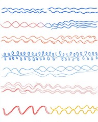 Collection of Hand-Drawn Wavy Lines Borders Colorful Design Elements for Digital and Print