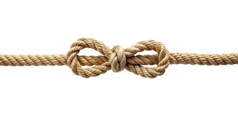 Obraz premium A bow knot tied on a string with the knot facing forward and the string hanging loose in mid-air, looped thread, isolated knot