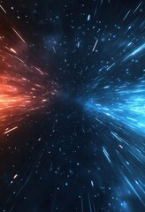 Fototapeta premium Abstract Space Tunnel, Dynamic Light Trails in Blue and Orange
