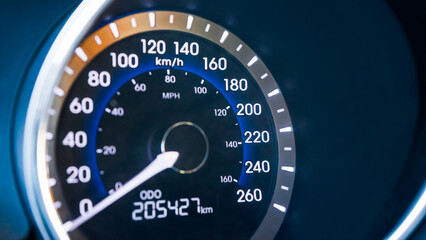 Spirometer and Dashboard Interface for Automotive, Closeup of car dashboard