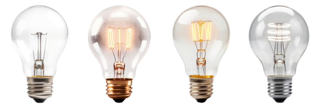 Light bulb png cut out element set, transparent background