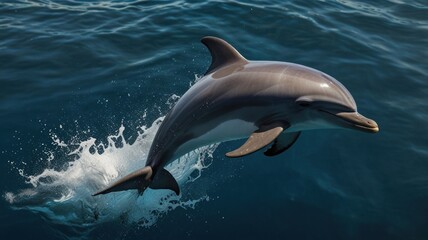 Fototapeta premium Dolphin leaping from ocean water.