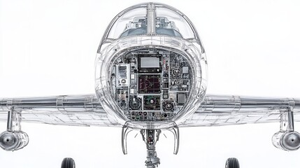 Transparent X-Ray View of Airplane Cockpit and Structure Detailed 3D Render of Aircraft Interior and Exterior Design