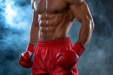 Athletic boxer showcasing strength and readiness for competition.