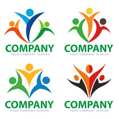 Fototapeta premium People together family logo vector