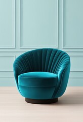 Teal Velvet Swivel Chair in Modern Room Interior