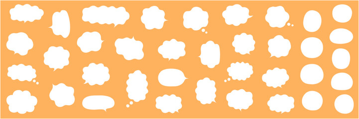 ふにゃふにゃなふきだしのベクターイラストセット。吹き出し、枠、フレーム、飾り、曲線