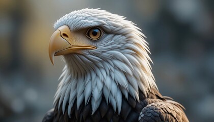 Fototapeta premium Close-up of a Majestic Bald Eagle's Head and Neck