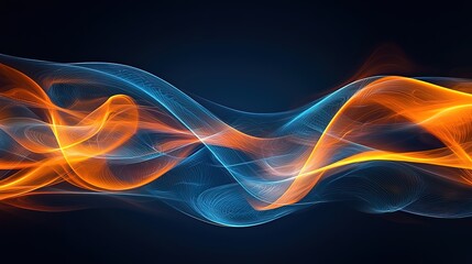 Naklejka premium Abstract swirling blue and orange wave energy flow.