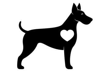 Obraz premium Valentine Dog vector silhouette on a white background