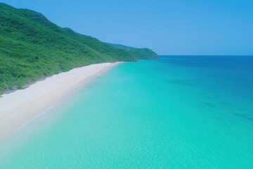 A beautiful blue ocean with a sandy beach