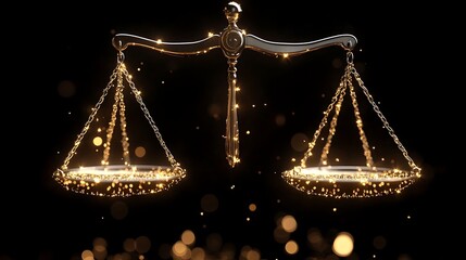 Scales of Justice: A glimmering golden scale of justice illuminates the darkness, symbolizing balance, fairness, and the pursuit of truth.