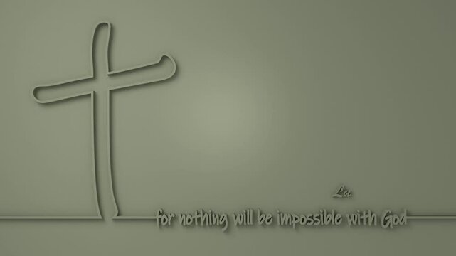 Christianity concept animation. Cross and for nothing will be impossible with god phrase. Thin line style