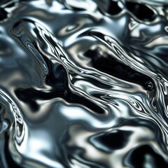 Abstract Liquid Metal Texture Sleek, Reflective, and Wavy Silver Background for Design