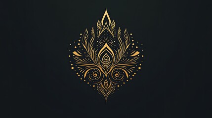 Obraz premium Elegant Golden Floral Ornament on Dark Background