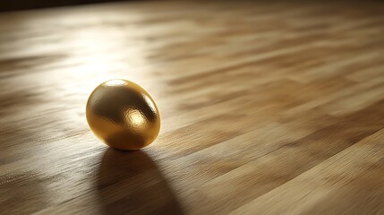 Obraz premium Investment concept with golden nest egg resting on a natural wood table